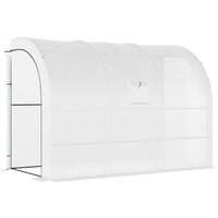 Outsunny 10' x 5' x 7' Lean-to Walk-in Greenhouse, White PE Cover, with 2 Roll-up Doors, Windows & 3 Wire Shelves, Plant Nursery Aosom.com