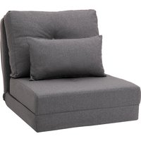 HOMCOM Sofa Bed Convertible Couch with Adjustable Backrest and Pillows Dark Grey Aosom.com