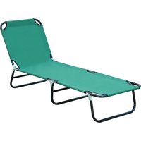 Outsunny Folding Patio Lounger Chair, Green, 5-Level Adjustable Back, Breathable, Sun Recliner, for Camping, Beach, Pool Aosom.com