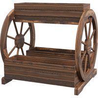 Outsunny 3-Tier Wooden Wagon Planter Box Raised Garden Bed for Vegetables Flowers Herbs Durable Brown 25 x 21 x 24 Aosom.com