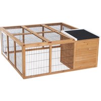 PawHut Large Rabbit Cage, Outdoor with Openable Main House, Waterproof Rabbit House, for Small Animals with Ventilation Doors, Natural Aosom.com