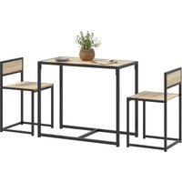 HOMCOM 3-Piece Dining Set for 2, Industrial Rectangular Table and 2 Chairs for Dining, Living Room, and Kitchen, Oak Aosom.com