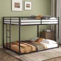 Full Over Full Metal Bunk Bed Frame with Guardrail, Full-Length Guardrail, Removable Ladder, Easy Assembly, Noise-Free Design, Black Aosom.com