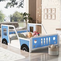 Classic Style Full Size Car-Shaped Platform Bed with Wheels, Pine Wood Frame, Bed for Kids, Easy Assembly, 77.5" L x 57" W x 32" H, Blue Aosom.com