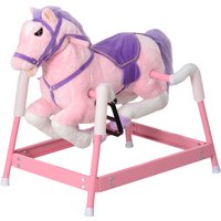 Qaba Spring Rocking Horse with Sounds & Foot Stirrups, Kids Ride on Horse, Plush Horse for Kids 3-8 Years, Support 132 lbs, Pink Aosom.com