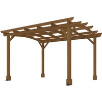 Outsunny 10' x 12' Wood Pergola, Outdoor Gazebo Grape Trellis with Arched Roof for Climbing Plant Support, Dark Brown