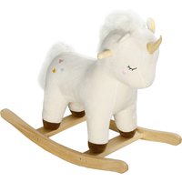 Qaba Kids Rocking Horse Ride on Unicorn with Realistic Sound, Wooden Base, for 2-4 Years, White Aosom.com