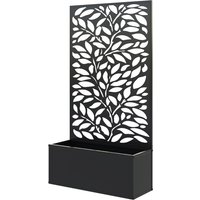 Outsunny Metal Garden Bed with Trellis for Climbing Plants, Freestanding or Wall Mounted Flower Bed for Garden, Patio, Balcony