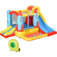 Outsunny Large Inflatable Bounce House 4-in-1 with Water Slide, Climbing Wall & Pool Aosom.com