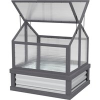 Outsunny Raised Garden Flower Bed Kit with Greenhouse, Wooden Cold Frame Planter, 35.5" x 31.5" x 36", Gray