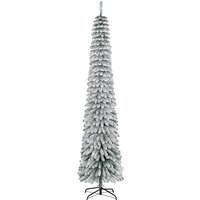 HOMCOM 8' Tall Unlit Slim Pencil Xmas Tree, Snow Flocked Artificial Christmas Tree with Realistic Branches and 603 Tips, Green Aosom.com