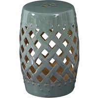Outsunny Ceramic Side Table Garden Stool 13" x 18" Green with Knotted Ring Design Aosom.com