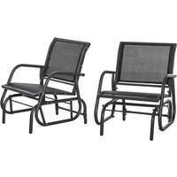 Outsunny Outdoor Glider Swing, 2-Piece Rocking Chair Set with Mesh Seat, Steel Frame, for Backyard, Garden, Porch, Black Aosom.com