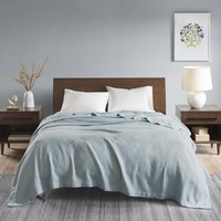 Ultra-Soft Egyptian Cotton Blanket with Breathable Weave, OEKO-TEX Certified, Ideal for Bed and Sofa, 108" L x 90" W x 0.25" H, Light Blue Aosom.com
