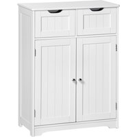 kleankin Freestanding Bathroom Storage Cabinet Floor Cupboard 2 Drawers Adjustable Shelf White Aosom.com