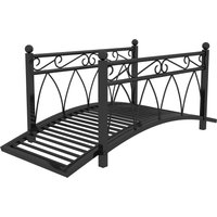 Outsunny 3.3' Metal Garden Bridge with Safety Siderails Weather-Resistant Black Vintage Style Zen Bridge Aosom.com