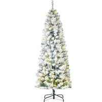 HOMCOM Christmas Tree 6ft Prelit Flocked with 250 LED Lights 462 Branches Green White Aosom.com