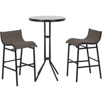Outsunny Bistro Bliss: 3-Piece High-Top Patio Set with Round Table & 2 Bar Stools in Black/Tan Aosom.com