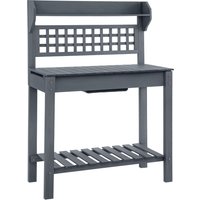 Outsunny Potting Bench Outdoor, Wooden Workstation with Expandable Sliding Tabletop, Storage Shelf and Dry Sink, Indoor and Outdoor, Gray Aosom.com