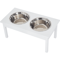 PawHut Elevated Pet Bowl 23 Durable Wooden Feeding Station Heavy Duty, White, for Dogs, Cats Aosom.com