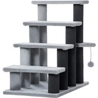 PawHut 4-Level Cat Stair & Dog Stairs, Kitten Tree Climber, with Hanging Play Ball, Steps for Bed, Sofa, Light Grey