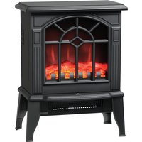 HOMCOM Electric Fireplace Heater, Freestanding Fireplace Stove with Realistic LED Log Flames and Remote Control, 750/1500W, Black