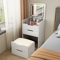 3-in-1 Vanity Desk with Flip Top Mirror, Compact Makeup Vanity Set with Glass Desktop, Dressing Table, 20" L x 17" W x 31.5" H, White Aosom.com