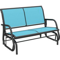 Outsunny 2-Person Outdoor Glider Bench Patio Double Swing Rocking Chair Loveseat w/Power Coated Steel Frame for Backyard Garden Porch, Blue