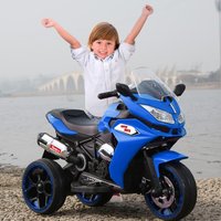 12V Kids Electric Ride-On Motorcycle with LED Lighted Wheels and Bluetooth MP3, Motorbike for Ages 3–6, 41.5" L x 18" W x 25" H, Blue Aosom.com