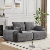 Compressed Sofa with Corduroy Fabric, Two Seater Couch Modern Memory Foam Sectional for Living Room, 84" x 41" x 28.5", Grey Aosom.com