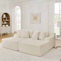2-Seater Compressed Foam Lounge Sofa with Velvet Fabric and No Wood Frame, Loveseat Ideal for Bedroom, 83" L x 63" W x 25" H, Beige Aosom.com
