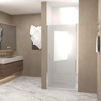 Pivot Shower Door with Explosion-Proof Film and Tempered Glass, Bathroom Door with Stainless Steel Handle, 32" L x 0.5" W x 72" H, Chrome Aosom.com