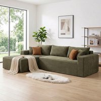 108" Modular Compressed Sofa Boneless Couches for Living Room, L-Shaped Cloud Couch with Oversized Chaise, Corduroy Upholstered with Deep Seat Couch, No Assembly for Apartment Bedroom