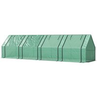 Outsunny Portable Mini Greenhouse, Outdoor Garden with Large Zipper Doors and Water/UV PE Cover, 12' x 3' x 3', Green