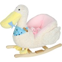 Qaba Baby Rocking Horse, Kids Ride on Pelican Rocking Horse for Toddlers 18–36 Months with Realistic Sound, White