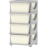 Qaba 30" 4 Tier Kids Storage Unit Dresser Tower w/ 4 Drawers, Cream White