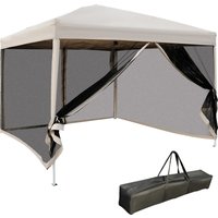 Outsunny 10x10 Pop Up Canopy Tent, Mesh Sidewalls, Adjustable Height, Carry Bag Included - Garden Patio Shade, Easy Setup Aosom.com