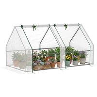 Outsunny Portable Mini Greenhouse, Small Outdoor Walk In Greenhouse with Zipper Door and PE Cover for Backyard Garden Aosom.com