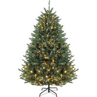 HOMCOM 6ft Prelit Christmas Tree, Colorado Blue Spruce, Easy Plug, Hinged Xmas Tree with Warm White & Multi-Color LED Lights