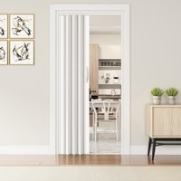 Foldable Accordion Door with Double-Walled Panels, Space-Saving Interior PVC Sliding Door for Bedroom, 32'' L x 1'' W x 80'' H, White Oak Aosom.com