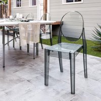 Set of 4 Ghost Chairs with Durable Acrylic Construction, Ideal Event Chairs for Casual Gatherings, 14.5" L x 20" W x 35.5" H, Gray Aosom.com