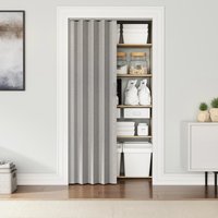 Modern Foldable Accordion Door with Magnetic Close Latch, Space-Saving PVC Sliding Door for Bedroom, 36" L x 0.5" W x 80" H, Gray Aosom.com