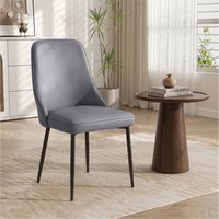 Modern Dining Chairs Set of 1, Upholstered Dining Room Chairs with Thick Cushions, Mid Century Modern Kitchen Chairs with Metal Legs for Kitchen/Living Room/Restaurant (1, Grey) Aosom.com