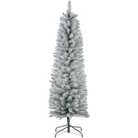 HOMCOM 5ft Artificial Christmas Tree, Snow Flocked Branches, Metal Base, Pencil Flocked Xmas Tree Aosom.com