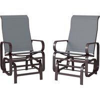 Outsunny Gliding Lounger Chair Set of 2, Single Rockers with Lightweight Metal & Mesh Construction, Gray