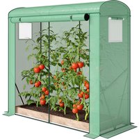 Outsunny Mini Greenhouse, Portable Greenhouse with Roll-Up Door and 2 Mesh Windows, PE Cover, 78.7" x 29.5" x 74", Green