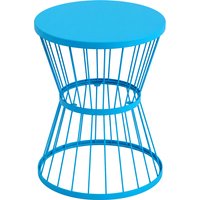Outsunny Blue Hourglass Steel Patio Accent Table - 16" Round Side Table for Indoor and Outdoor Use Aosom.com
