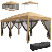 Outsunny Outdoor Entertaining: 10x20' Beige Pop-Up Canopy Tent with Netting Sidewalls Aosom.com