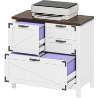 HOMCOM Lateral Filing Cabinet, Farmhouse File Cabinet with 4 Drawers, Fit Letter/A4/Legal Hanging Files, White