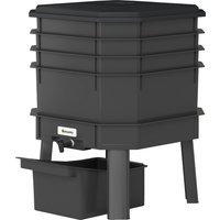 Outsunny 4-Tray Worm Composter Bin, 7.4 Gal Outdoor & Indoor Worm Composter for Recycling Food Waste, Black